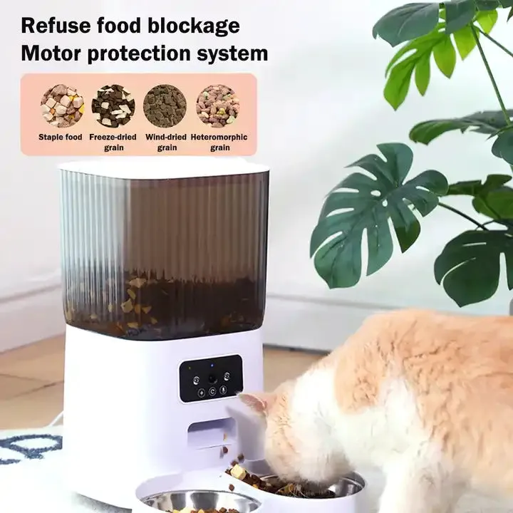محمول ذكي مع كاميرا للتحكم عن بعد وحدة تغذية القط والكلب Smart Portable with Camera Remote Control Cat and Dog Feeder