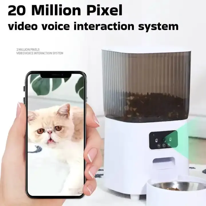 محمول ذكي مع كاميرا للتحكم عن بعد وحدة تغذية القط والكلب Smart Portable with Camera Remote Control Cat and Dog Feeder