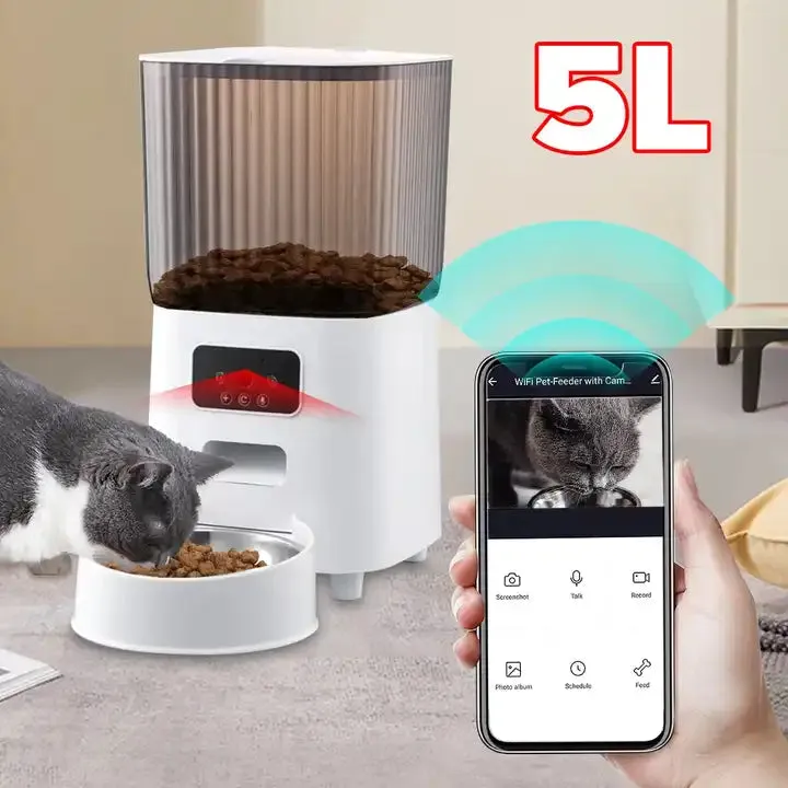 محمول ذكي مع كاميرا للتحكم عن بعد وحدة تغذية القط والكلب Smart Portable with Camera Remote Control Cat and Dog Feeder