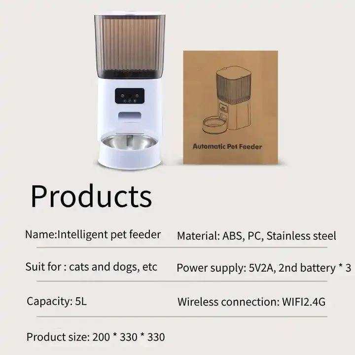 محمول ذكي مع كاميرا للتحكم عن بعد وحدة تغذية القط والكلب Smart Portable with Camera Remote Control Cat and Dog Feeder