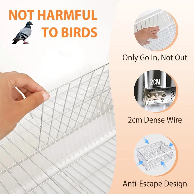 Auto Trap Humane Bird Cage-Entry Only, No Exit, With Base