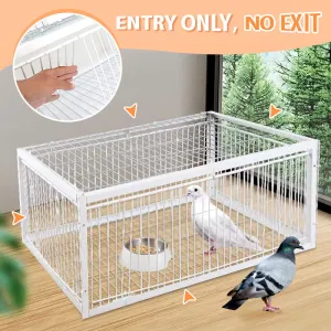 Auto Trap Humane Bird Cage-Entry Only, No Exit, With Base