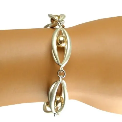 Betsy Frost Design Handmade Sterling Silver 925 Earrings Ball & Cage Gold