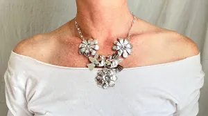 Doves & Flowers Silver Necklace. Taxco. Stunning! 1339