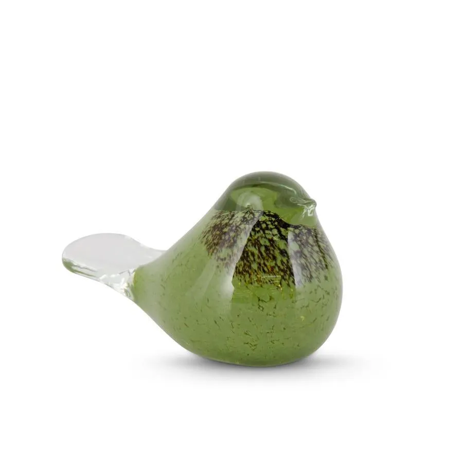 Green & Brown Speckled Glass Bird - 2 Sizes