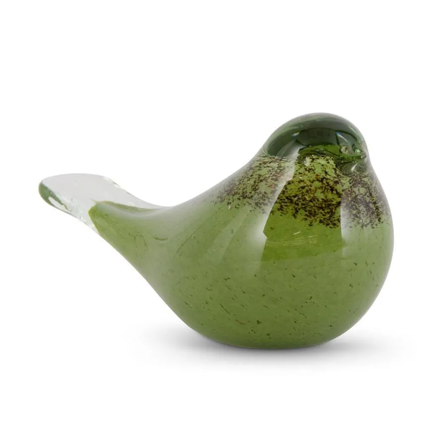 Green & Brown Speckled Glass Bird - 2 Sizes