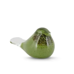 Green & Brown Speckled Glass Bird - 2 Sizes