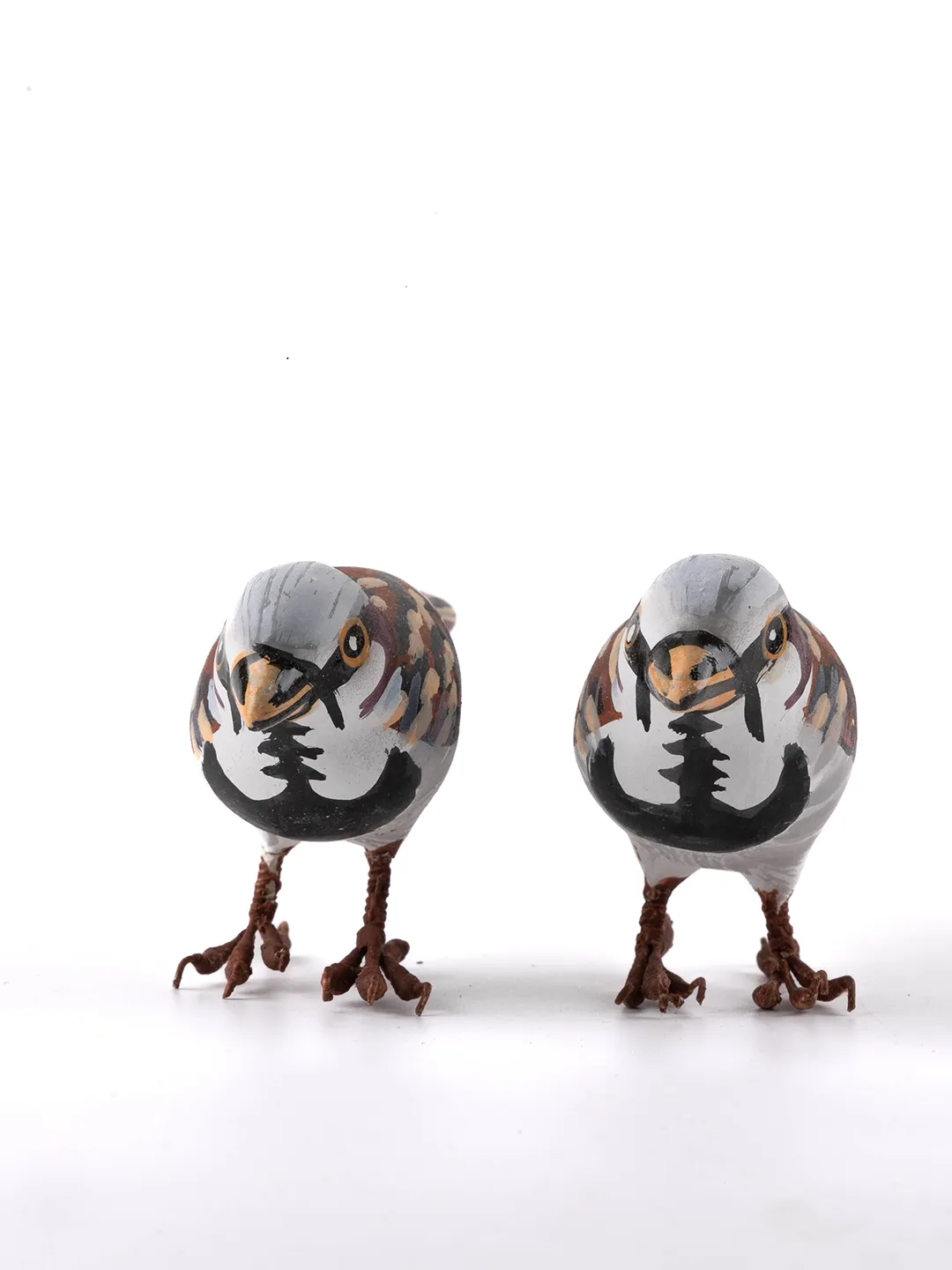 House Sparrow Paper Mche Birds Set of 2