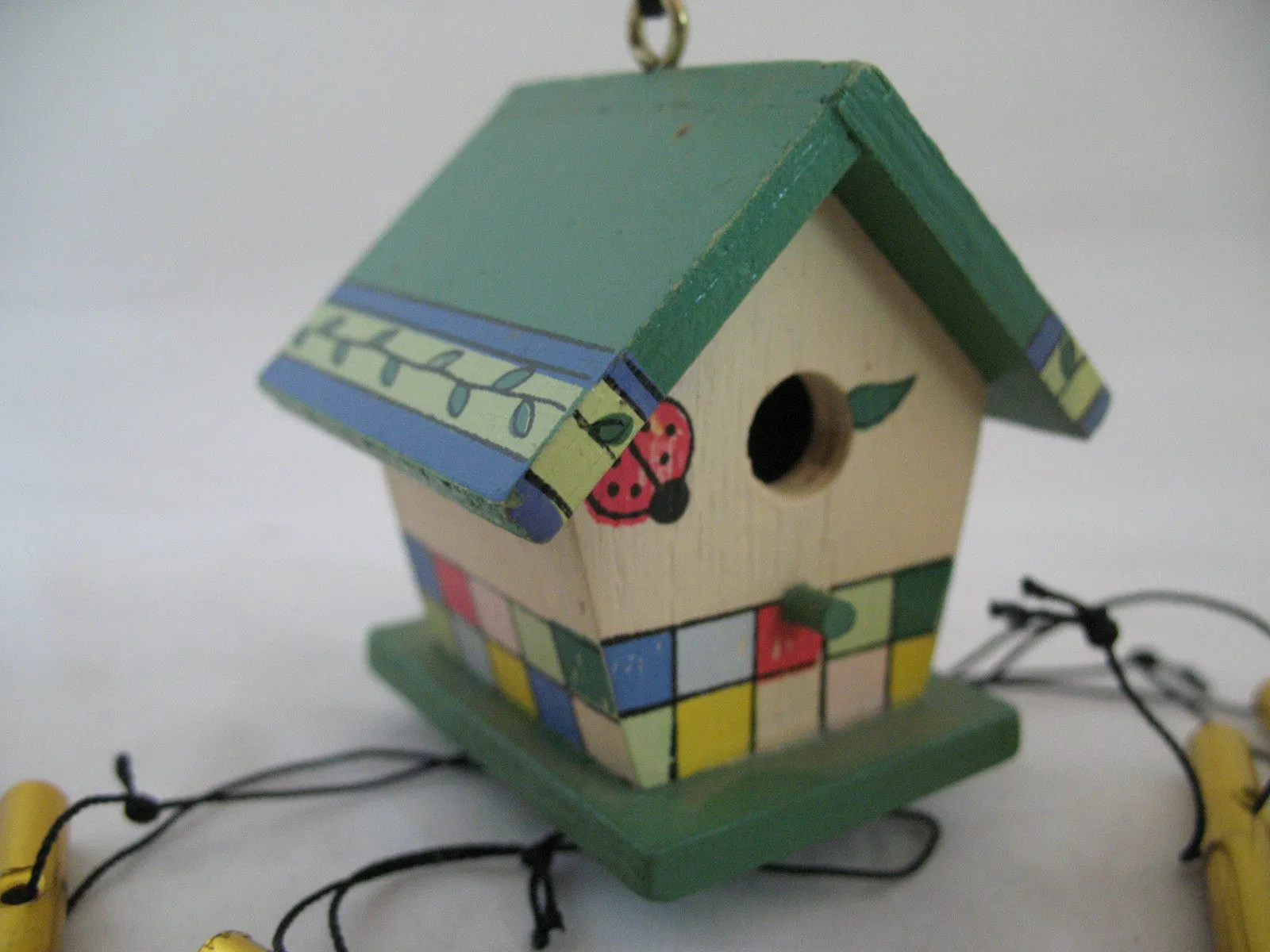 NEW Wood Wooden BIRD HOUSE BIRDHOUSE WIND CHIME WINDCHIME Garden Hanging Decor