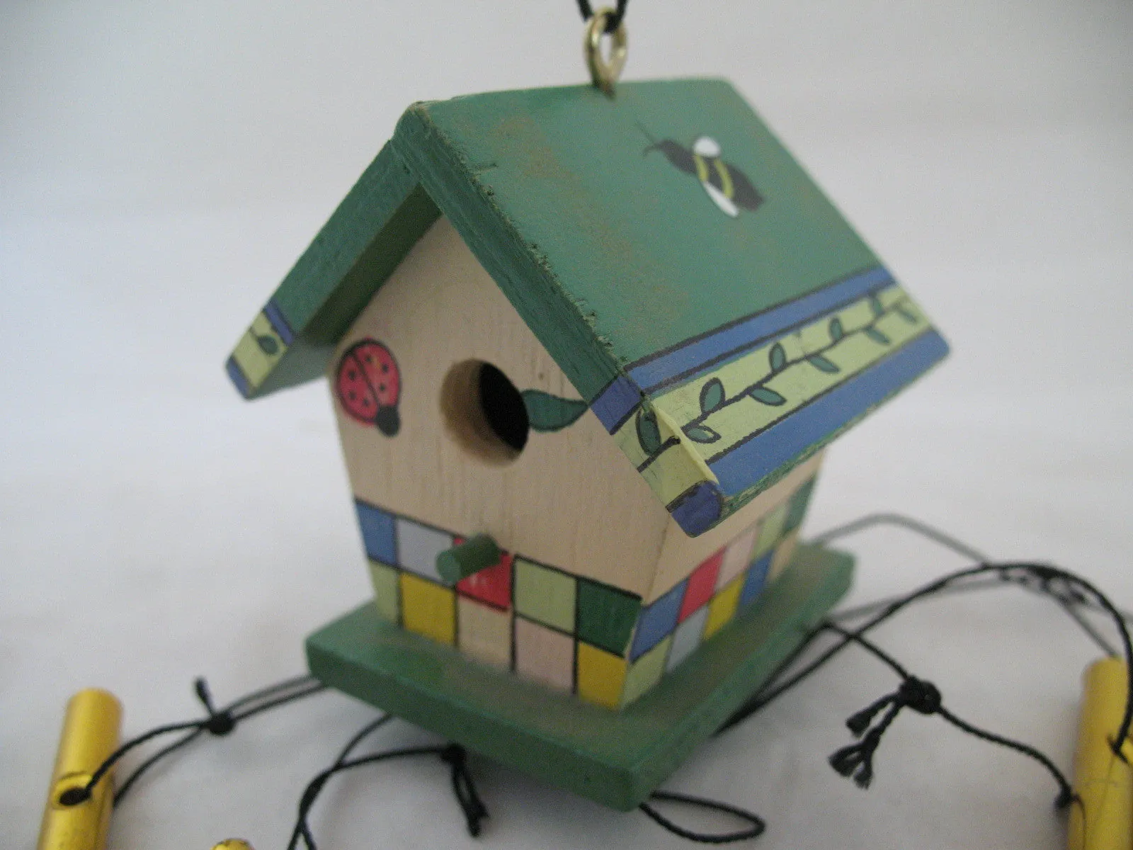 NEW Wood Wooden BIRD HOUSE BIRDHOUSE WIND CHIME WINDCHIME Garden Hanging Decor